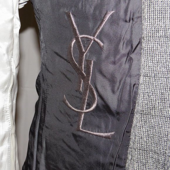 Yves Saint Laurent Rive Gauche Tom Ford Era Gray Plaid Cashmere Blend Blazer 38R - Picture 11 of 13